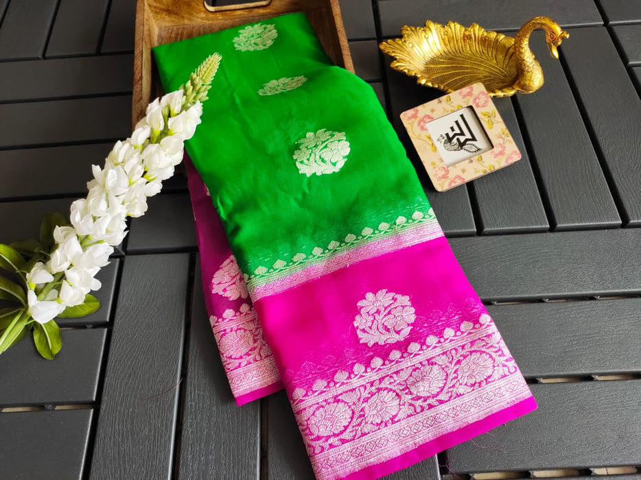 Double Shade Pure Khaddi Georgette Banarasi Saree