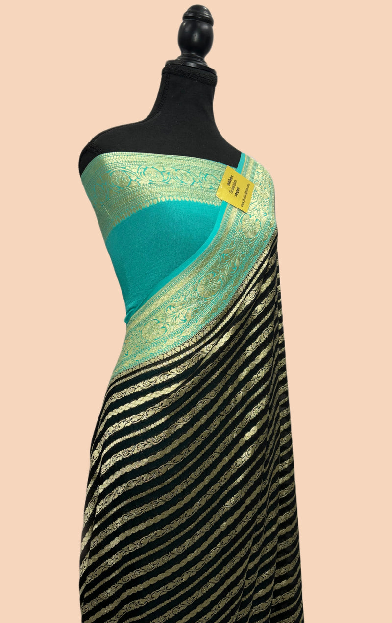 Buy Black banarasi georgette saree online in US