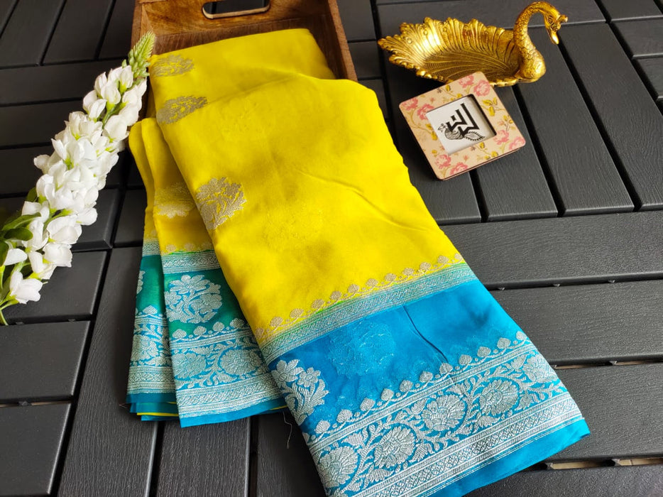 Double Shade Pure Khaddi Georgette Banarasi Saree