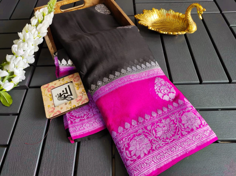 Double Shade Pure Khaddi Georgette Banarasi Saree