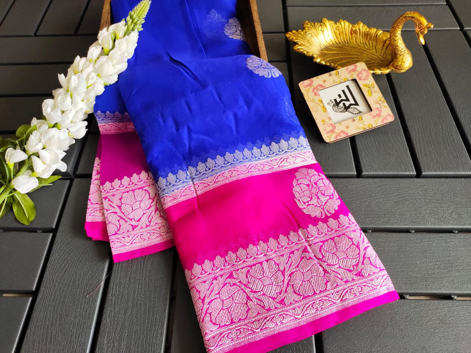 Double Shade Pure Khaddi Georgette Banarasi Saree