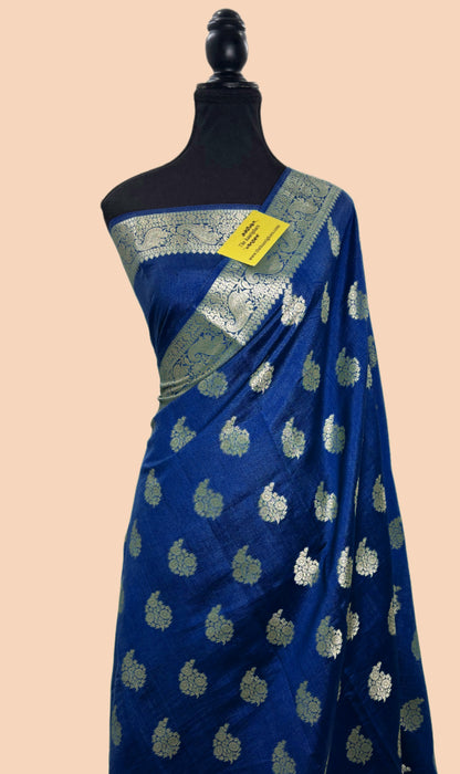 Navy Pure Chiniya Banarasi Handloom Saree