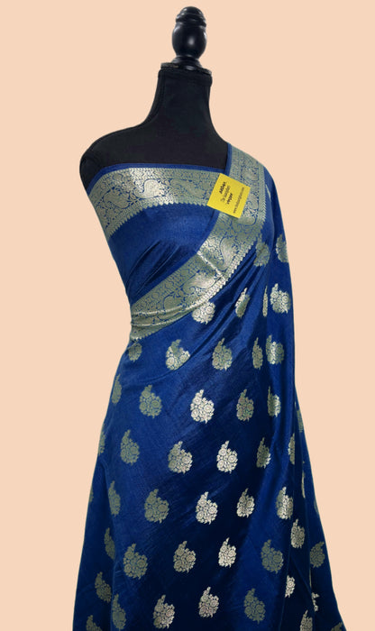 Navy Pure Chiniya Banarasi Handloom Saree