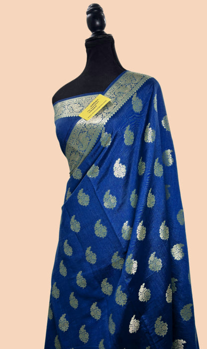 Navy Pure Chiniya Banarasi Handloom Saree