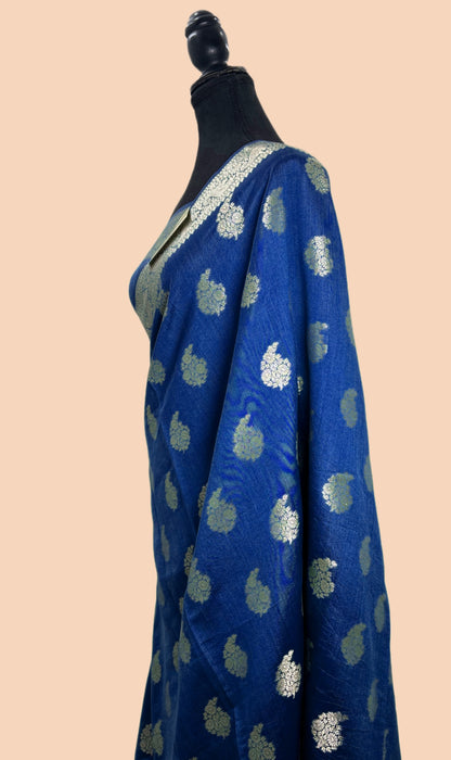 Navy Pure Chiniya Banarasi Handloom Saree