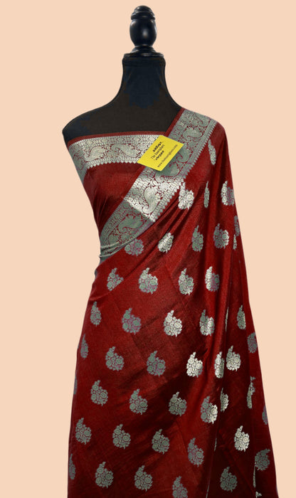 Maaroon Pure Chiniya Banarasi Handloom Saree