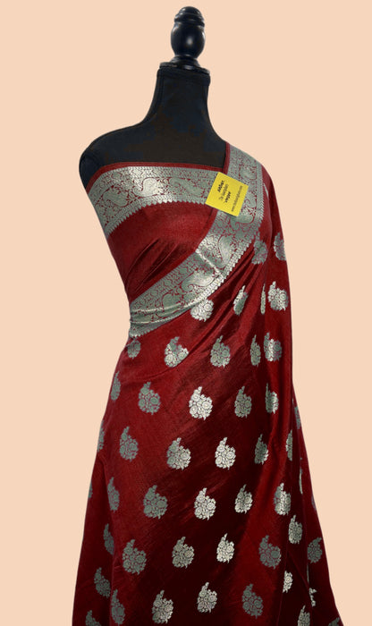 Maaroon Pure Chiniya Banarasi Handloom Saree