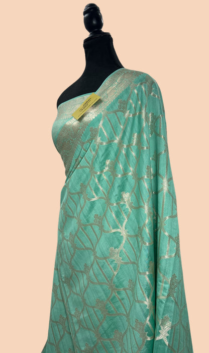 Glacier Pure Chiniya Banarasi Handloom Saree